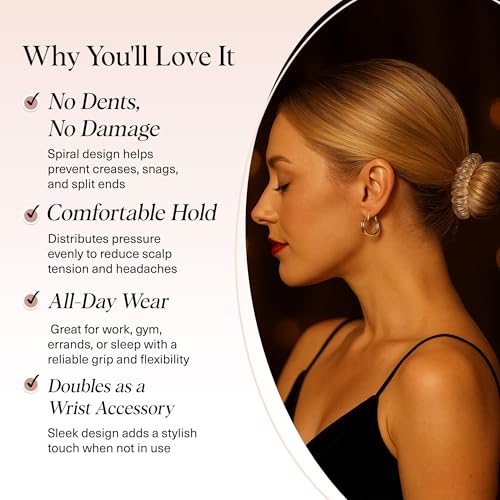 Image of Kitsch Spiral Hair Ties for Women - Coiled Plastic Hair Ties No Damage, Ponytail Holders for Thick and Thin Hair - Creaseless and Dent-Free, Phone Cord Style - Blonde, 8Pcs