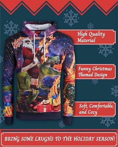 Threadcraft Mens Ugly Christmas Sweater Elf Santa Pullover Hoodie | Warm Festive Novelty Knit, Cozy Everyday Comfort For Holiday Parties, Family Photos, And Winter Gatherings 2 Threadcraft Mens Ugly Christmas Sweater Elf Santa Pullover Hoodie | Warm Festive Novelty Knit, Cozy Everyday Comfort For Holiday Parties, Family Photos, And Winter Gatherings - Image 3