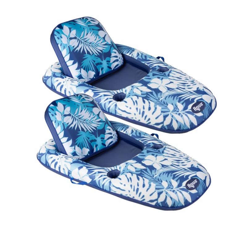 Luxury Pool Lounger & Lake Float - 2 Pack - 2 in 1 Design (Pool Lounge and Tanner) - Extra Large with Contoured Head & Footrest - Coolweave Mesh -