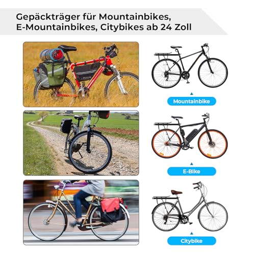 Mountainbike Gepäckträger Maximale Belastung 100kg mit Reflektor,Aluminiumlegierung,Vor und zurück einstellbar,Universal-Gepäckträger Schnelle Installation für 24-28 Zoll Fahrrad Rennrad E-Bike MTB