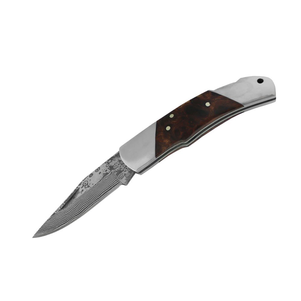 Haller Damastmesser 71 Lagen – Feststehendes Jagdmesser Mit Zebraholz-Griff & Lederscheide