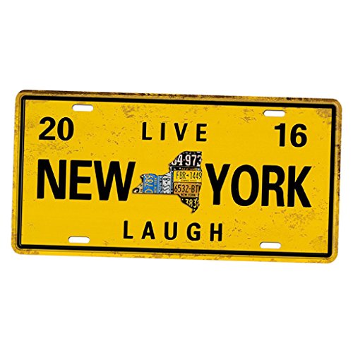 Vintage Placa de Pared Puerta de Chapa de Metal Impermeable Accesorios Decorativos de Bar Cafetería Taberna Hogar - Nueva York