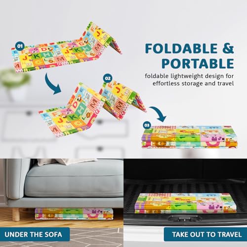Image of Amazon Brand - Supples Reversible Baby Playmat | Certified BIS-Approved Foldable Foam Mat for Learning & Crawling | 0.6 cm Thick | 2+ Months Baby | Alphabetical Design | 6.5 x 4.5 ft Multicolour