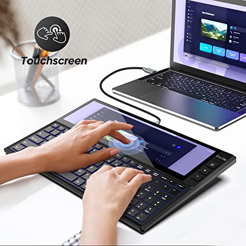 Fagomfer Ficihp K1 12.6" Portable Monitor Touchscreen Keyboard，98 Keys Ultra Slim Rgb Compact Scissor Switch Keyboard, Plug And Play Usb-C Multifunctional Split Screen Keyboard For Windows/Mac/Android #TOP2
