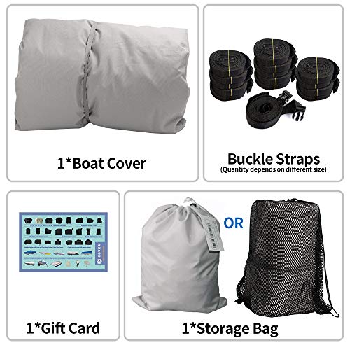 iCOVER Trailerable Pontoon Boat Cover, Heavy Duty Fits 21 to 24ft Long & Beam Width up to 102in Boats with Storage Bag, Heavy-Duty Waterproof Stormproof, Fade-Resistant Polyester, Grey