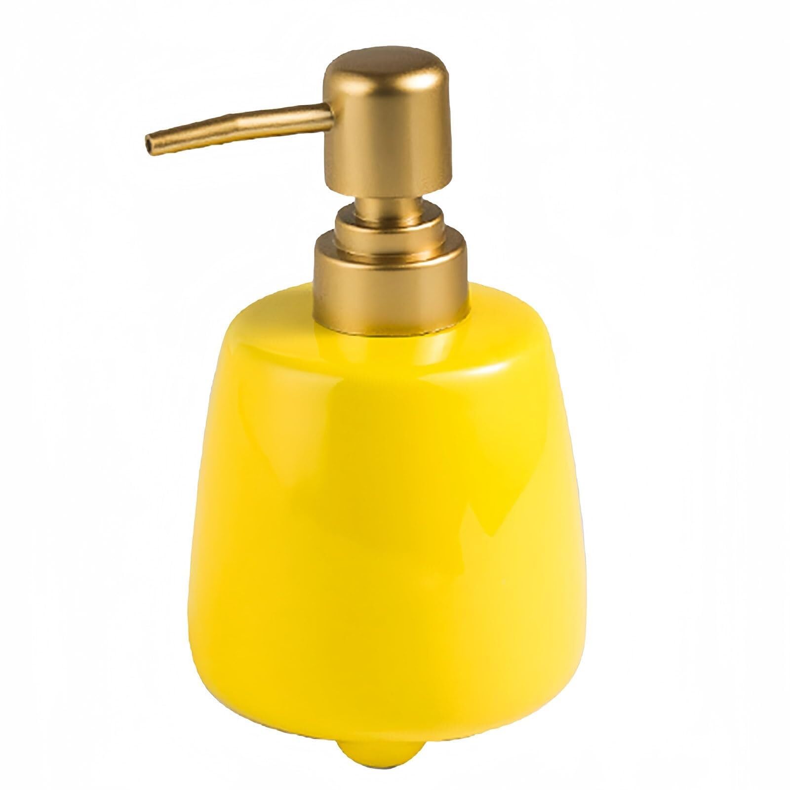 Qyleee Yellow Hand Ceramic Soap Dispenser With Pump Refillable Lotion For Bathroom Vanity Countertop Dish For Bathroom(Yellow)
