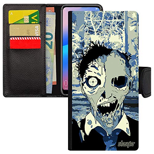 Coque Xiaomi Redmi Note 9s bleu zombie en simili cuir de protection