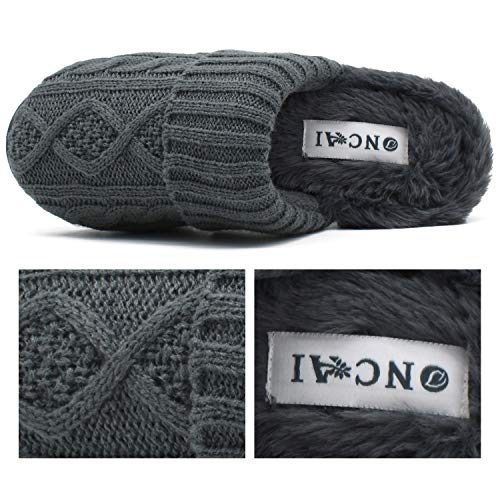 ONCAI Women’s-House-Slippers-Winter-Slipper-for-Women Knitted Fleece Memory Foam Slip-on Cozy Warm Outdoor Lady Fur Lined Garden Home Slippers (Size 5-11)…2