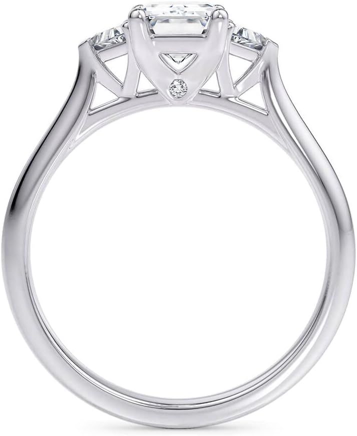 Engagement Ring 2 CT Moissanite 3 Stone Emerald Cut Engagement Rings for Women S925 Sterling Silver Free Engraving Style 6