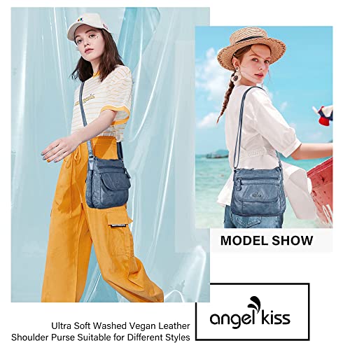 Image of Angelkiss Small Womens Crossbody Bag Leather Shoulder Purse for Women Hobo Bag with Adjustable Shoulder Strap