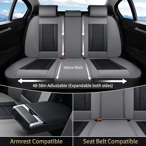 Image of FLORICH Seat Covers, Car Seat Covers Full Set, Luxury Nappa Leather Seat Covers, Breathable and Waterproof Car Seat Protector 5 Seat, Automotive Seat Covers Universal Fit for Most Cars-Gray&Black