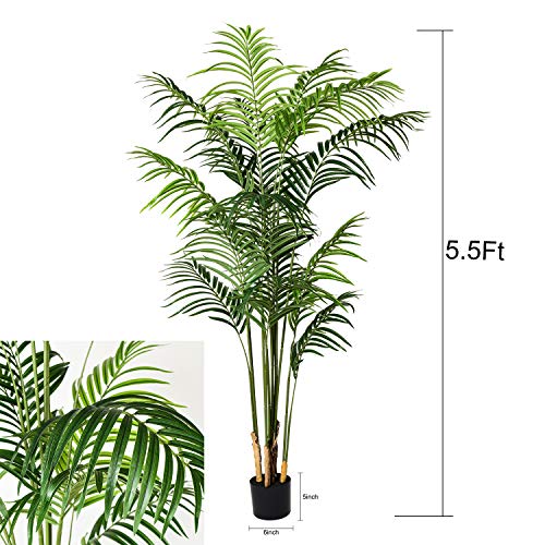 Artiflr 2Pack 5.5 Feet Artificial Areca Palm Plant Fake Palm Tree with 15 Detachable Trunks Faux Tropical Plant Tree for Indoor Outdoor Modern Decoration in Pot for Home Office Perfect Housewarming - Thumbnail 3