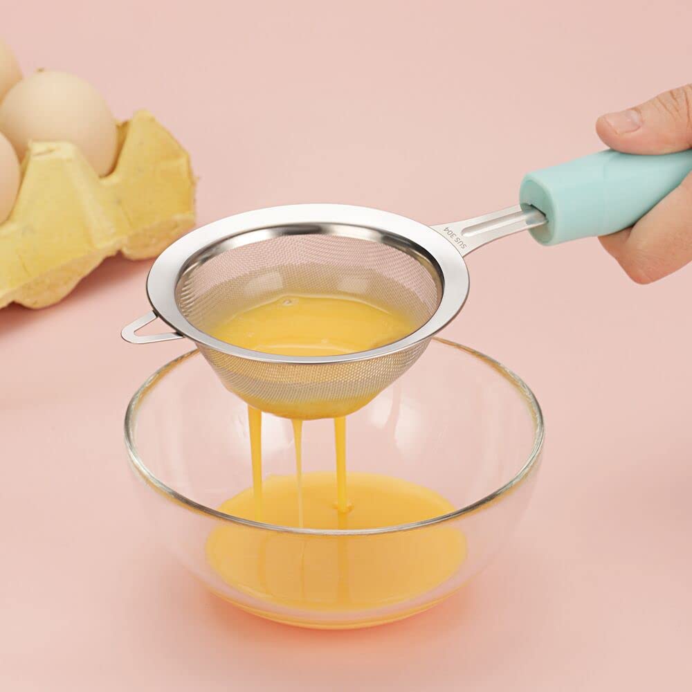 CGGYYZ Small Food Strainers Fine Mesh Stainless Steel, Egg Beater Whisk and Egg Separator, Kitchen Gadgets and Tools for Baking