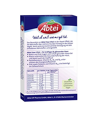 Abtei Haar Vital Intensiv Kur, mit Biotin für gesunde Haare, 30 Tabletten, 1er Pack
