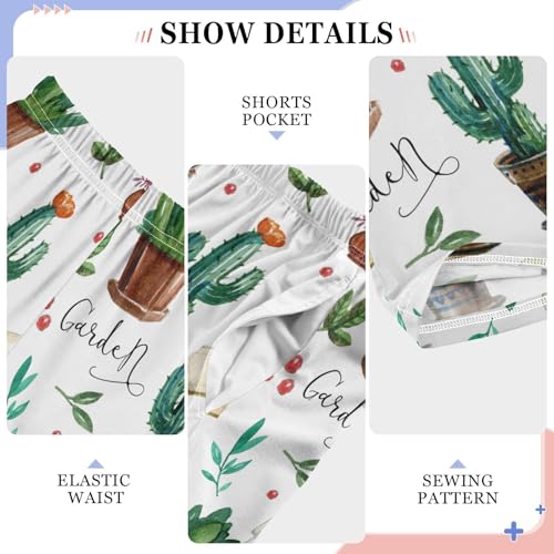 Succulent Cactus Love Boys Long Pants Soft Trousers Elastic Waist Kids Lounge Bottoms with Pockets S-XL4