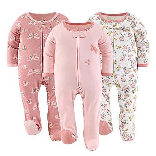 Image of The Peanutshell Baby Girl Sleepers, Sleep and Play Footed Baby Pajamas for Girls, Baby Pjs, Newborn, 0-3, 3-6, 6-9 Months