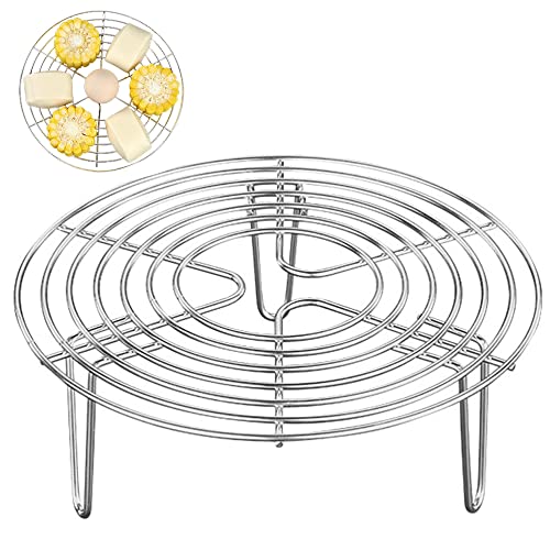 NUYYR Support à Vapeur, Grille de Cuisson la Dessous Plat Rond Acier Inoxydable Vapeur Rack Pour Autocuiseur, Casserole, Wok, 19,5cm, Argent