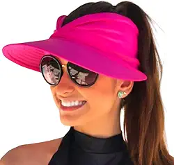Viseira Esportiva Dupla com Proteção UV, Cor Rosa/Preto, Ajustável