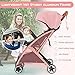 HONEY JOY Travel Stroller, One-Hand Quick Fold Lightweight Umbrella Stroller for Airplane, Wrist Wrap & Net, Multi-Position Recline, Overhead Friendly Compact Stroller for Newborn and Toddler(Pink)