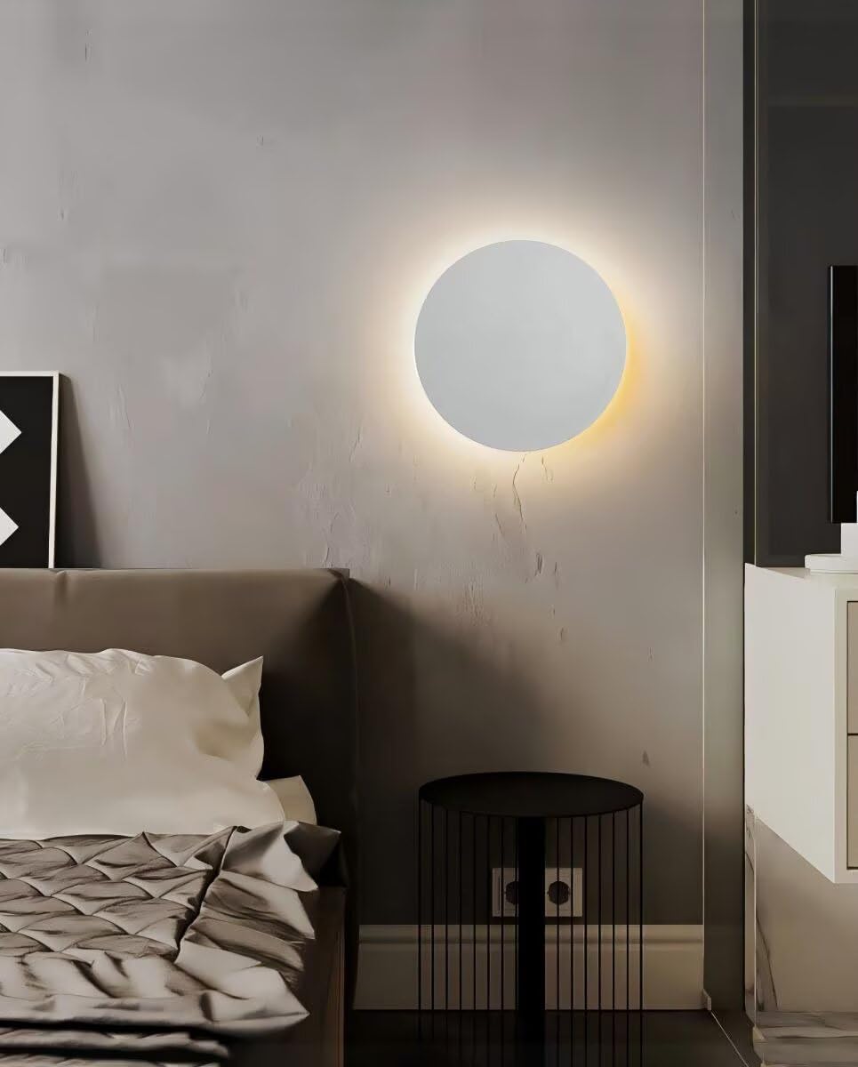 Wandlampe Rund mit Touch/Wandsteuerung Schalter, Innen Weiß Wandleuchte 30cm Dimmbar 3 Farbtemperaturen Modern Minimalistisch Wandleuchter für Schlafzimmer Wohnzimmer Flur Treppenhaus