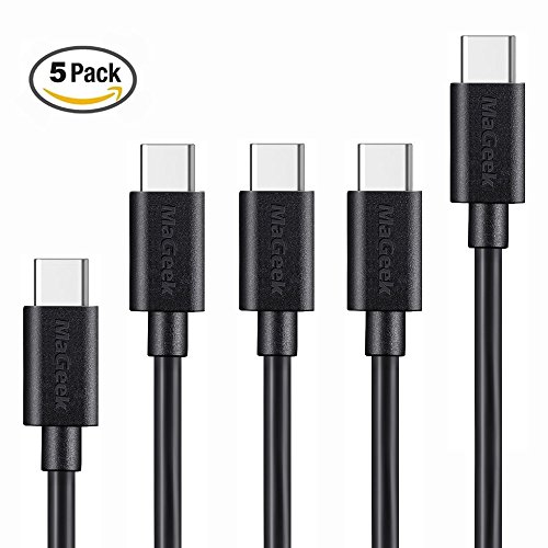 MaGeek® [Paquete de 5] (0,3m x 1,1,0m x 3,1,8m x 1) Cables USB Tipo C a USB Tipo C USB 2.0 (USB-C a USB-C) para Samsung Galaxy S8, S8 Plus, Nexus 6P, Nuevo MacBook, Google Pixel XL,y más (Negro)
