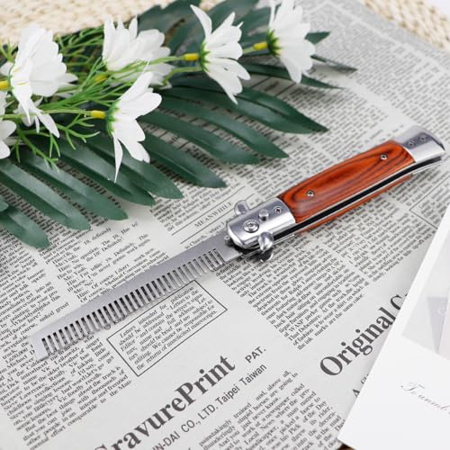 Peine Plegable de Acero Inoxidable con Mango de Madera miniatura 7