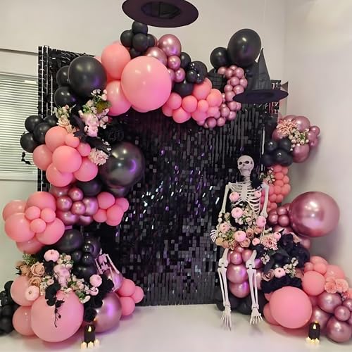 Image of Black Shimmer Square Sequin Wall Panel Backdrop Decoration for Wedding,Anniversary,Birthday,Party,Photo Backdrop,36 Panels Cover 6 x 6 Ft