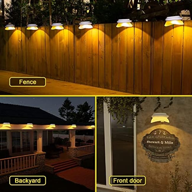 ROSHWEY Solar Fence Lights Outdoor Wall Gutter Light, Warm White, 6 Pack