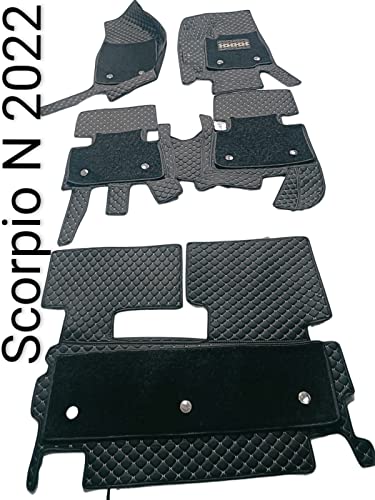 Image of Scorpio N 2022 7D Prime Mats (Black with Silver) +Free Scorpio N Car TPU Key Cover Worth Rs.390