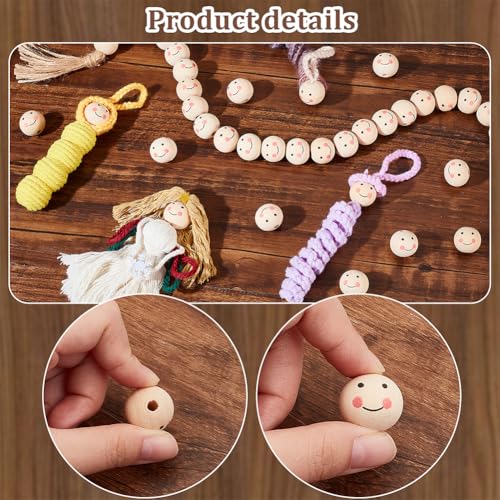 Image of PandaHall 100pcs Natural PapayaWhip Color Smile Face Ball Wood Beads Spacer Beads for DIY Jewellery Bracelet Necklace Making