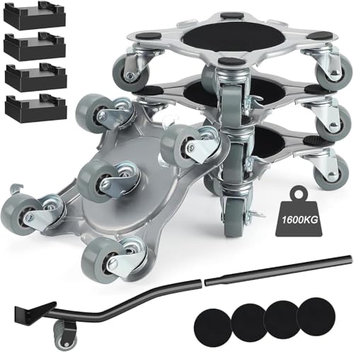Dsocool Furniture Mover Dolly with 5 Wheels, 4 Pack, 1600KG Load Capacity, 360° Rotation Wheels, Heavy Duty Furniture Lifter Set