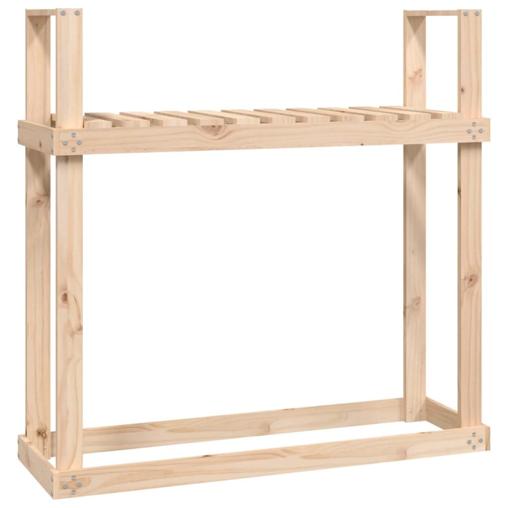 Regał na drewno kominkowe 110 x 35 x 108,5 cm, z litego drewna sosnowego, stojak na drewno opałowe do kominka i pieca, do porządnego przechowywania drewna opałowego