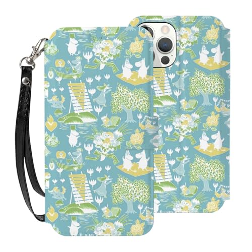 For ムーミン iPhone SE (第2世代/第3世代) iphone7 iphone8 iphone 6/6S 用 ケース 手帳型 高級puレザー 横置き機能 財布型 プレミアムレザーウォレットケース, マグネット式 3カードスロット&1ポケット ス