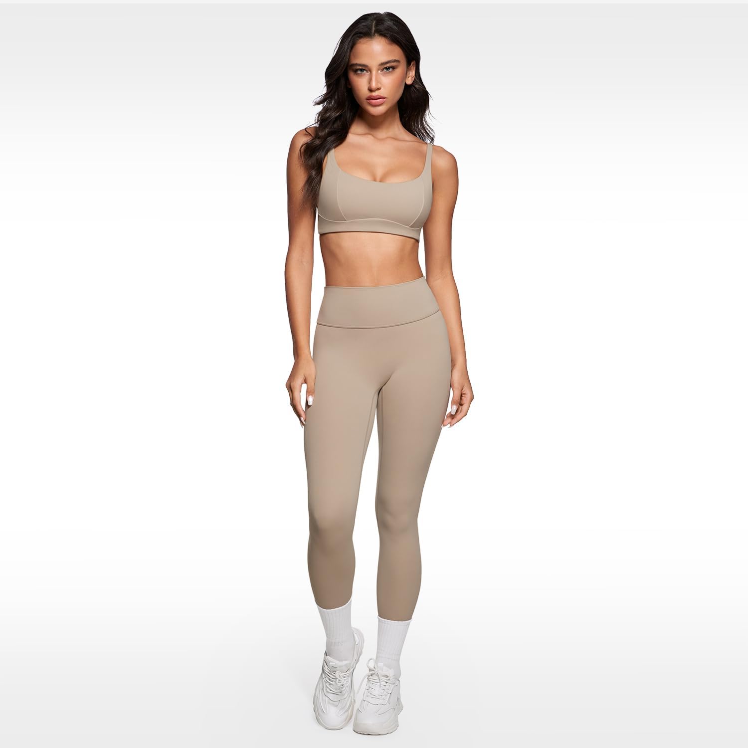 Women's Square Scoop Neck Sports Bra Thin Strap Padded Low Impact Yoga Bra Wireless Workout Crop Top - Image 5