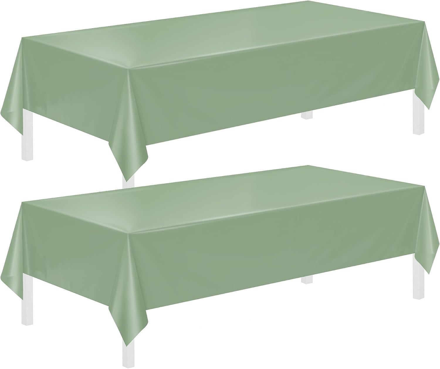 Childom 2 Pack Sage Green Tablecloths,54"x108" Plastic Table Cloth Disposable for Rectangle Tables,Sage Green Table Cover for Dinner Outdoor Picnic Birthday Bridal Wedding Baby Shower Party Decoration