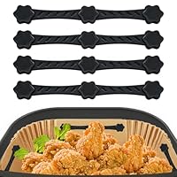 Magnete für Airfryer Backpapier, 4 Stück Airfryer Magnete für Backpapier Silikon, Magnetische Silikonschnallen für Heißluftfritteuse Verhindert Verrutschen Verbrennen des Papier(Schwarz)