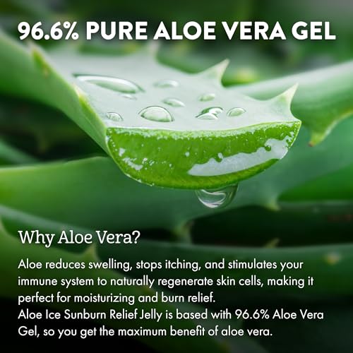 ALOE UP Aloe Ice Sunburn Relief Jelly - Face and Body Organic After Sun Gel - With 96.6% Pure Aloe Vera Gel - Reef Safe - Alcohol- and Fragrance-Free - 4 Oz - Image 4