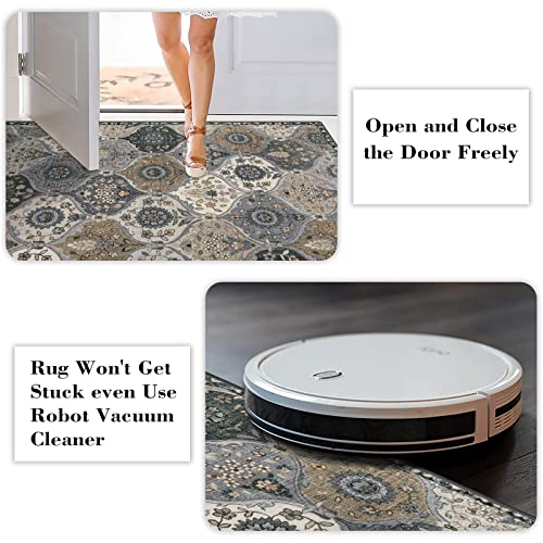 Lahome Moroccan Trellis Round Area Rugs - Washable Small Round Rug 3Ft Non-Slip Soft Circle Rugs For Bedroom Vintage Ultra-Thin Throw Carpet For Entryway Kitchen Laundry Bathroom thumb #4