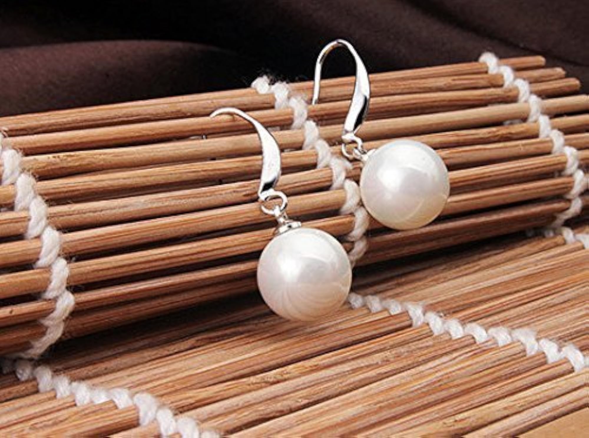 Plated Pearl Dangle Drop Earrings For Women