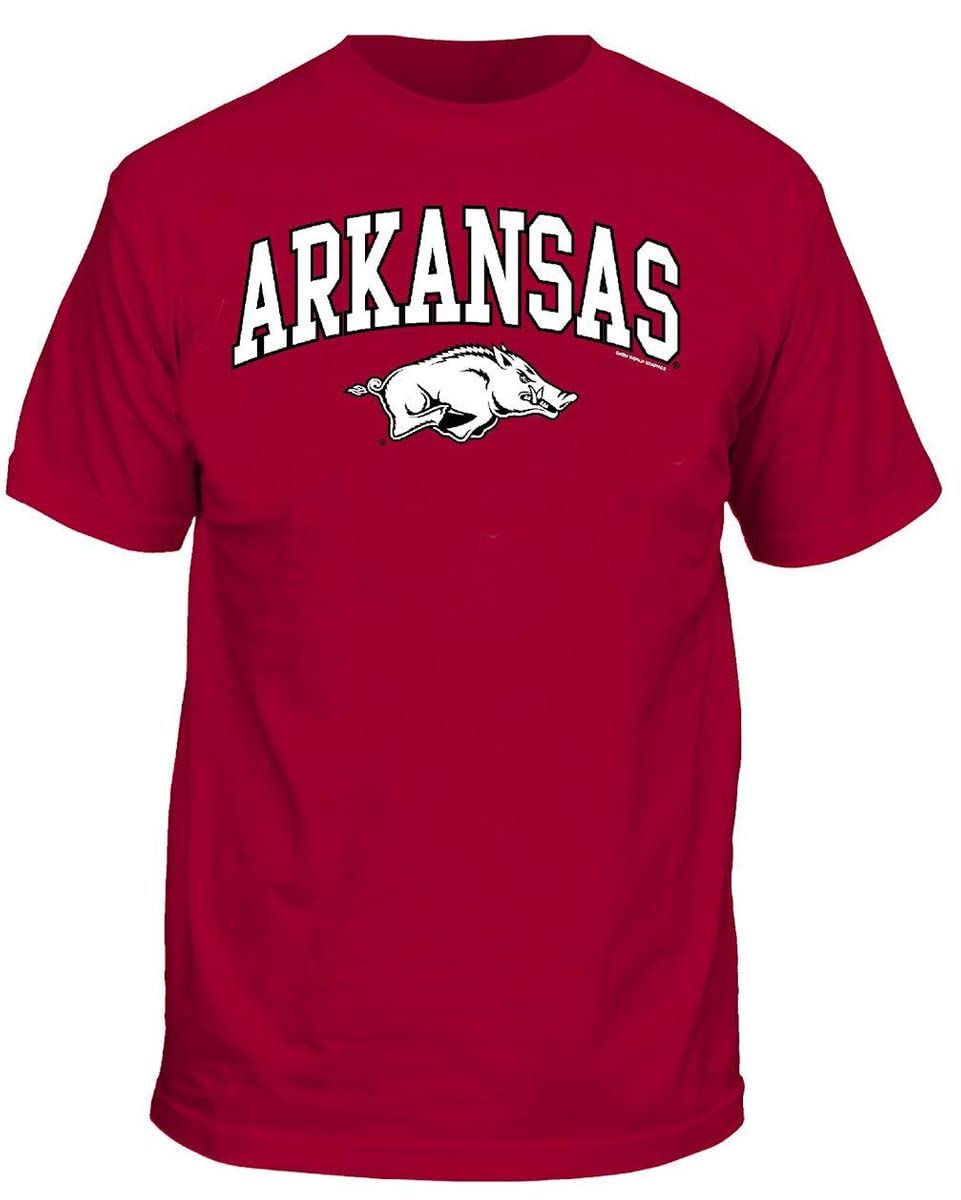 Arkansas Hogs Men's Cardinal College Arch Short Sleeve T Shirt