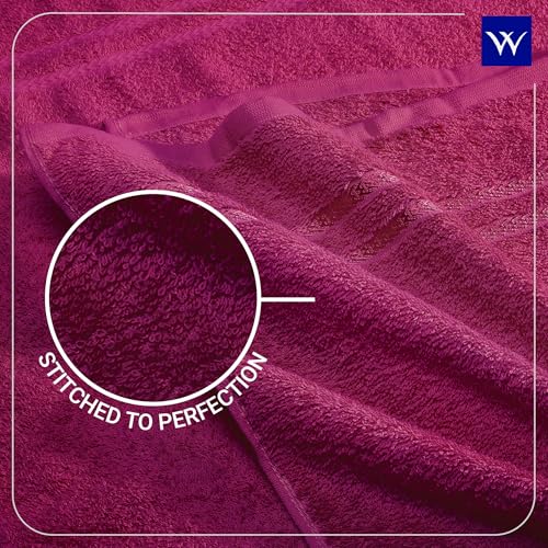 Image of Welspun 100% Cotton Quick Dry Bath Towel | High Absorbency Super Soft, Fast Drying Towels for Bath | 380 GSM Large Size Bath Towel for Men and Women | 70cm X 150cm - Dark Pink