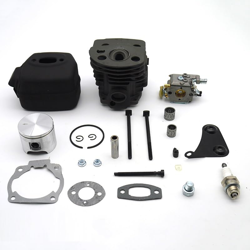 Kit Tensor de Ajustador Cadena silenciador Escape carburador pistón Cilindro 46MM for Pieza Repuesto Motosierra jardín Husqvarna 55 51 Reemplazar