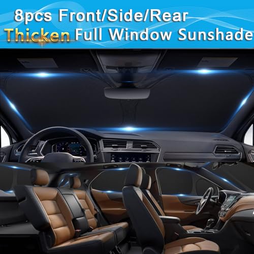 Image of KMF 8pcs Thicken Car Window Shades for Toyota 4Runner 2010-2024 Accessories, 4Runner Windshield Sun Shade Full Window Covers for Side Rear, UV Block and Blackout Protect Privacy for Car Camping
