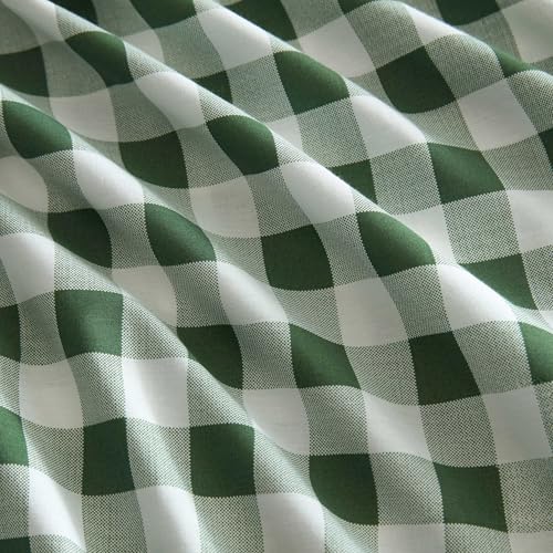 Image of Martha Stewart - Twin Size Sheets Set, Crisp & Tailored Sheets w /a Naturally Smooth Cotton Percale Lightweight Feel - Bed Sheets w /Matching Pillowcase (Madison Gingham Green)