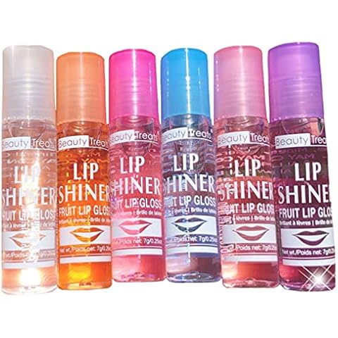 Beauty Treats Lip Shiner Roll-On Fruit Lip Gloss By ; 6 Piece Assortment Set, 0.25Oz / 7G Each Cover