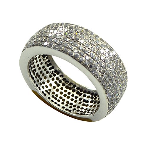 Bague de fiançailles en argent 925 et zircon blanc rond pour femme
