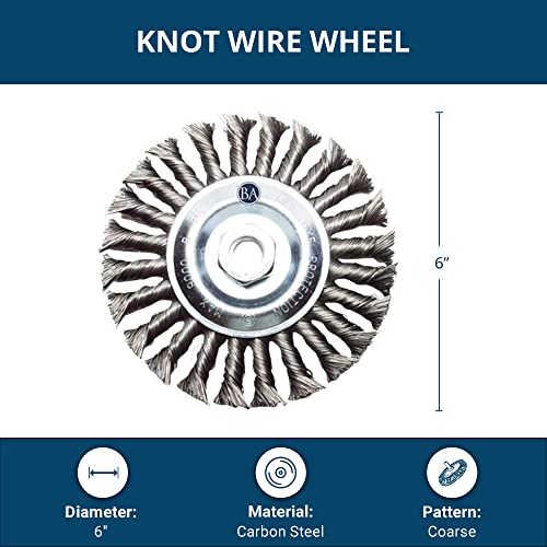 Image of Benchmark Abrasives 6 inch Standard Twist Knot Abrasive Wire Wheel for Angle Grinder with 5 /8 inch-11 Thread, Cleaning Narrow Holes, Drill, Deburring Grinding Wheels - Wire Wheel Attachment - Carbon Steel