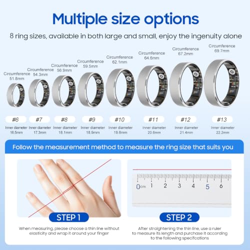 Image of Smart Ring Health Tracker, Sleep Stress Exercise Health Monitoring for Men Women, IP68 Waterproof, Long Battery Life, No Subscription, iOS Android Compatible (Black, 11)