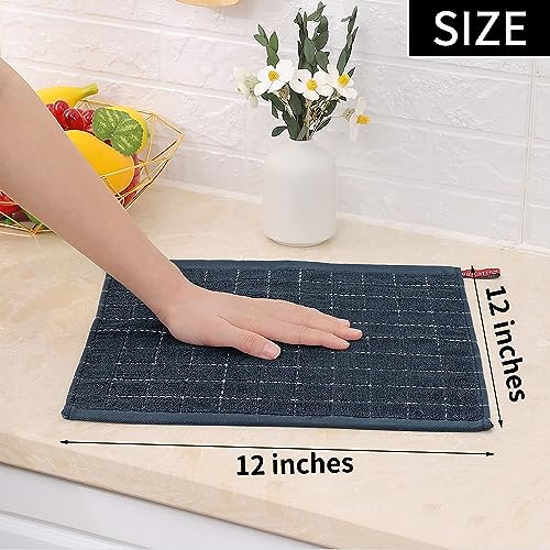 Image of Homaxy 100% Cotton Terry Kitchen Dish Cloths, 8 Pack, Dark Grey