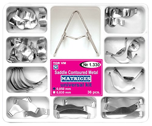 1.330-50 mkm Dental Saddle Contoured Metal Matrices Universal Kit 36 pcs/Pack